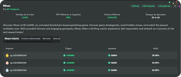 bc game originals mines stats mx mexico demo