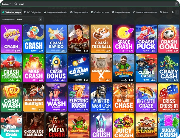 crash game library at the bc game casino mx mexico