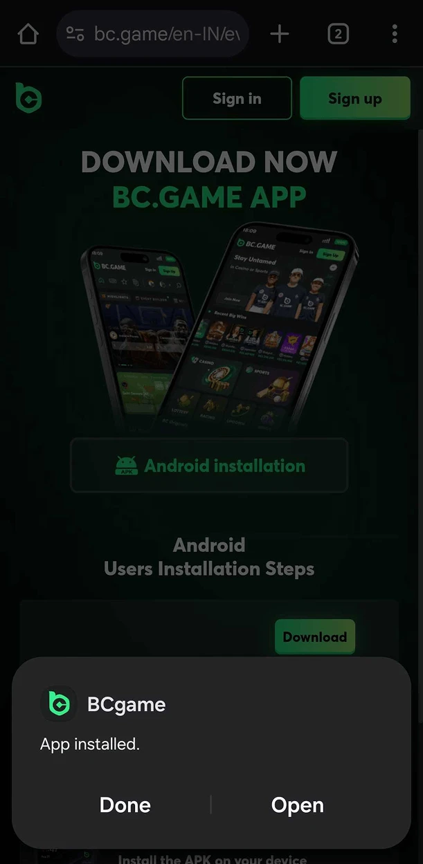 install mobile apk bc game casino on android step 3